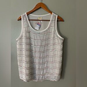 Wild Cat VTG Y2K Silk Blend White Sequin Tank Top XL NWT